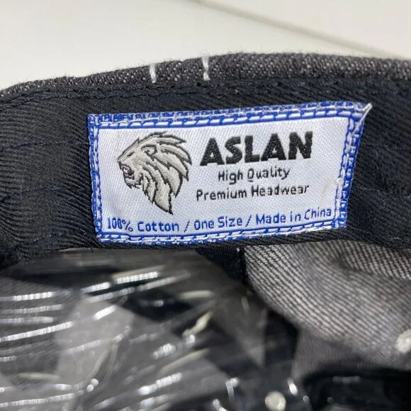 Aslan Black Distressed Embroidered “Hellrider” Scull Adjustable Baseball Hat - Picture 10 of 10